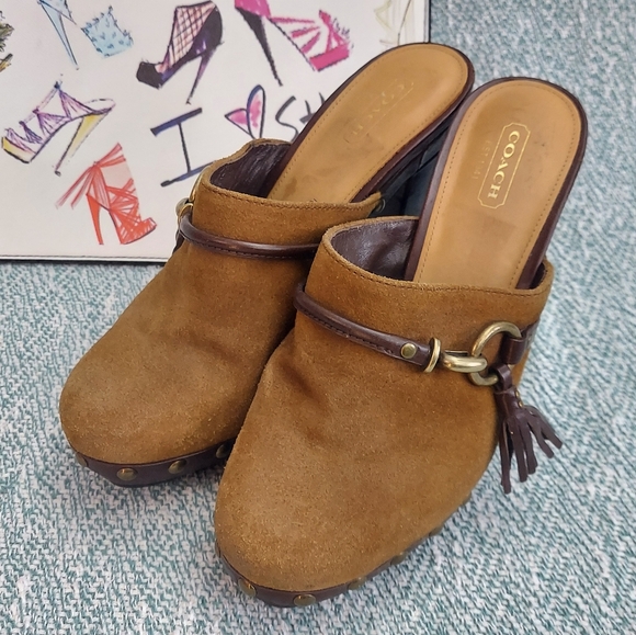 Coach Studded Suede Clogs, sz 8.5 - Picture 4 of 10